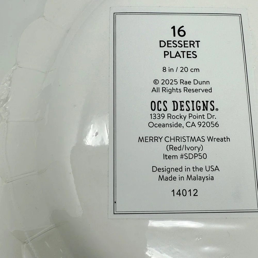 Rae Dunn Merry Christmas Wreath Design Party Ware Paper‎ Plates And Napkins New